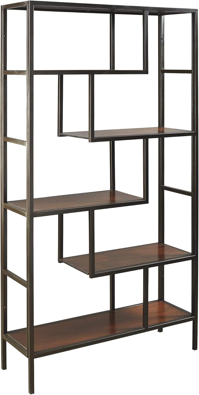 Brown and Black 5 Shelf Bookcase D320736