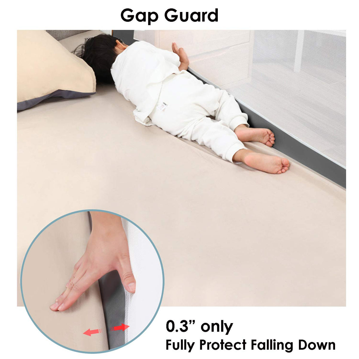 Toddler Bed Rail Guard with Double Lock F1429