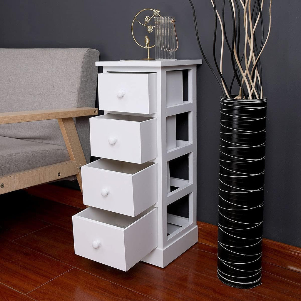 White 4 Drawer Wooden Bathroom Storage Cabinet Q438
