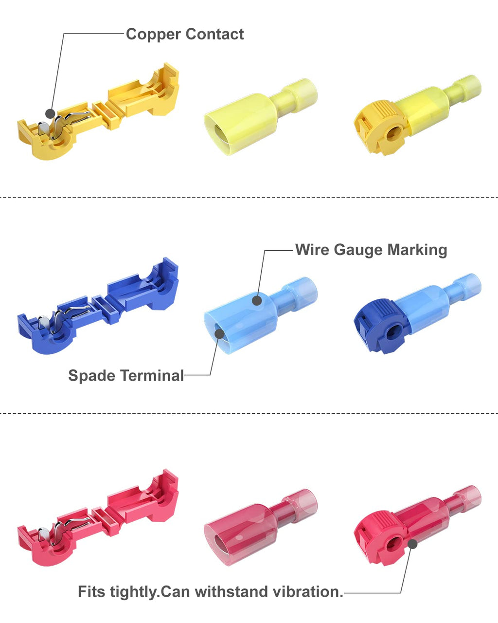 180 Pcs Self-Stripping Quick Splice Wire Terminals Kit B39145