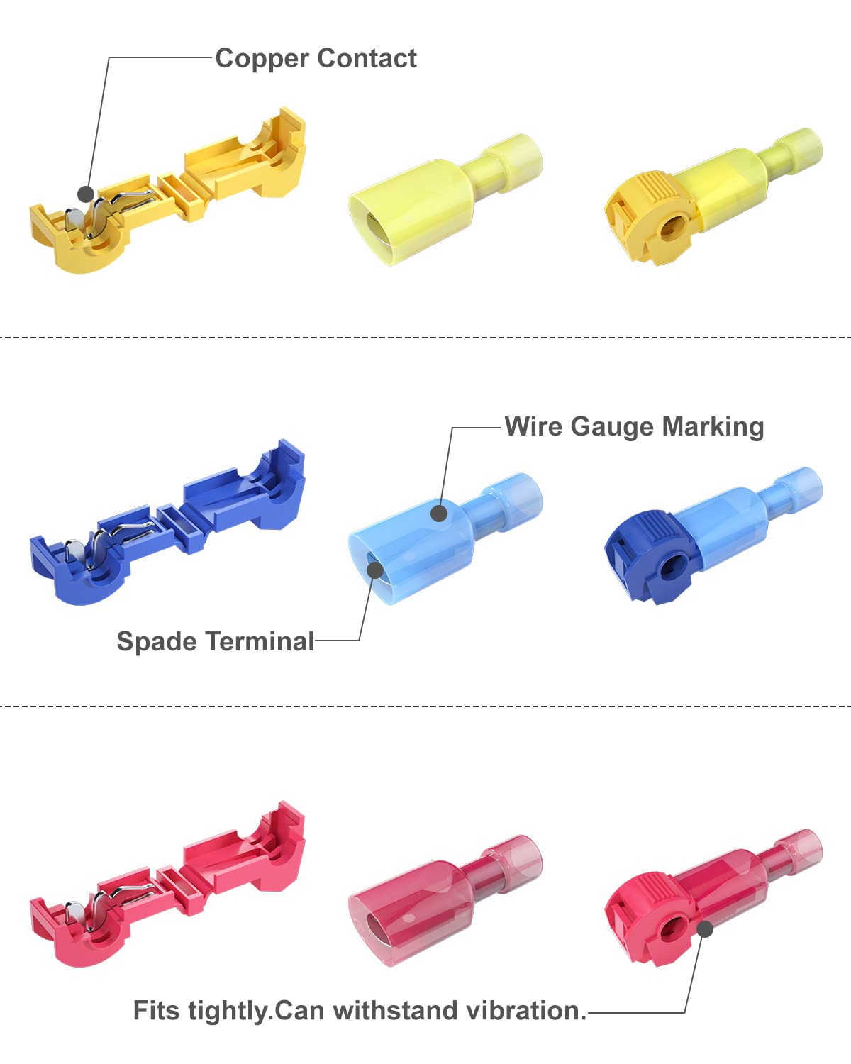 180 Pcs Self-Stripping Quick Splice Wire Terminals Kit B39145