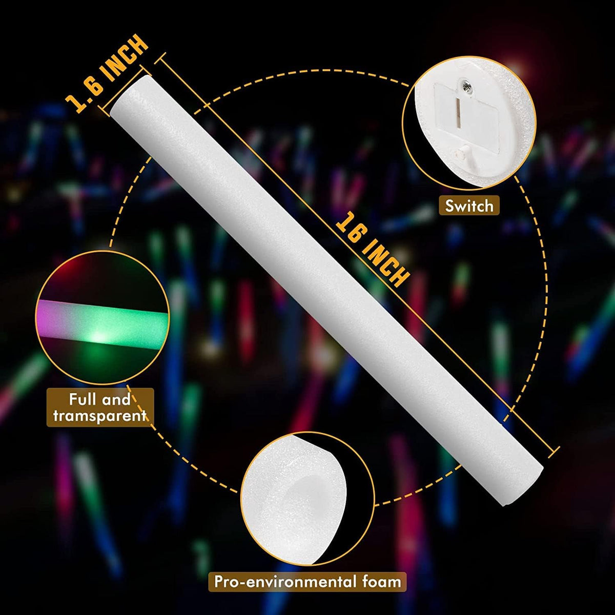 28 Pcs LED Foam Glow Sticks D361