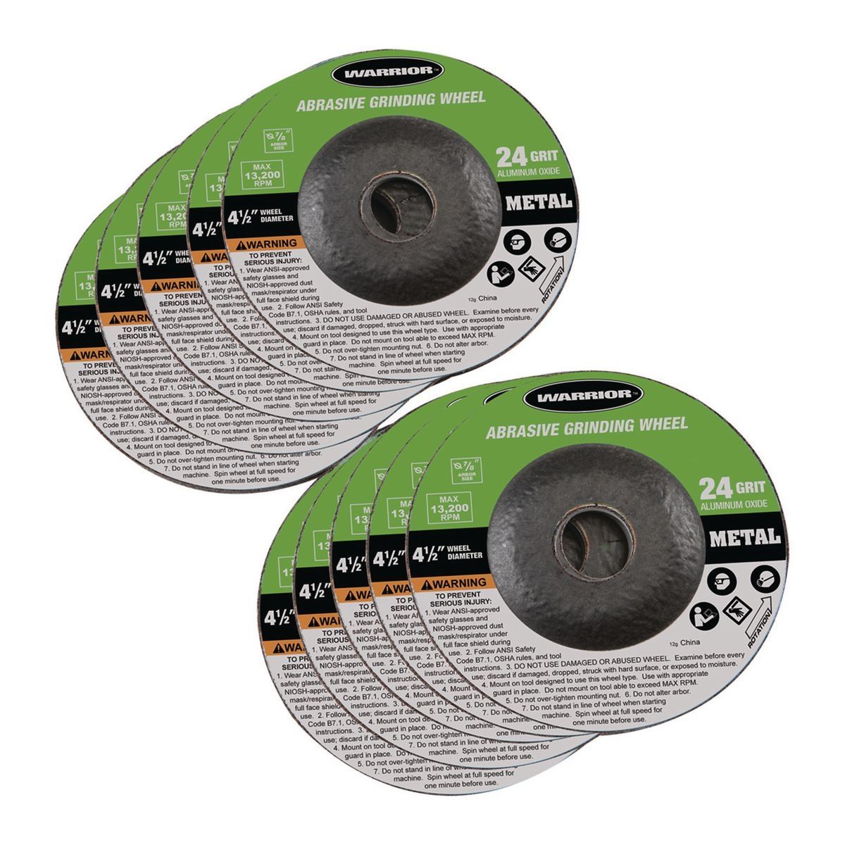 4-1/2 in. 24 Grit Metal Grinding Wheel 10-Pack F378872
