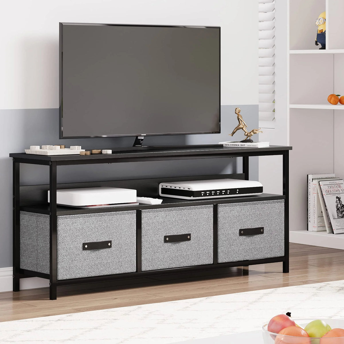 Grey Dresser TV Stand with Drawers and Shelves L25324