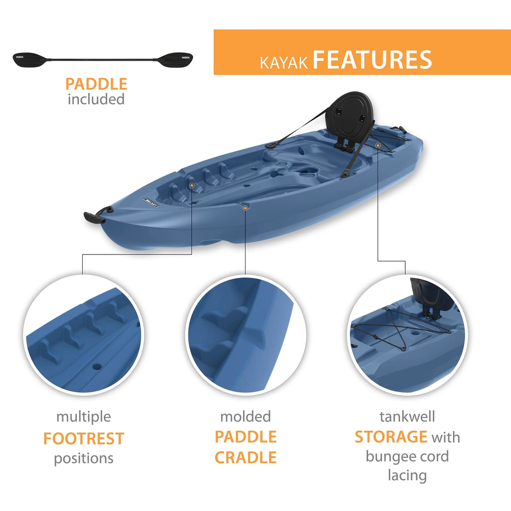 8 ft Sit-on-top Kayak with Paddle, Dark Blue W45186