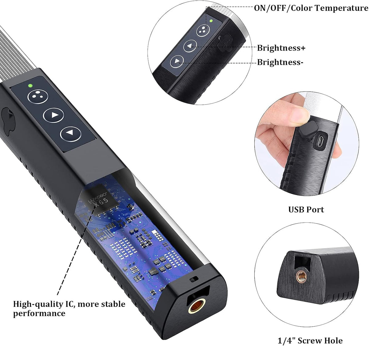 Portable Handheld LED Video Light 1000 Lumens USB Rechargeable T469