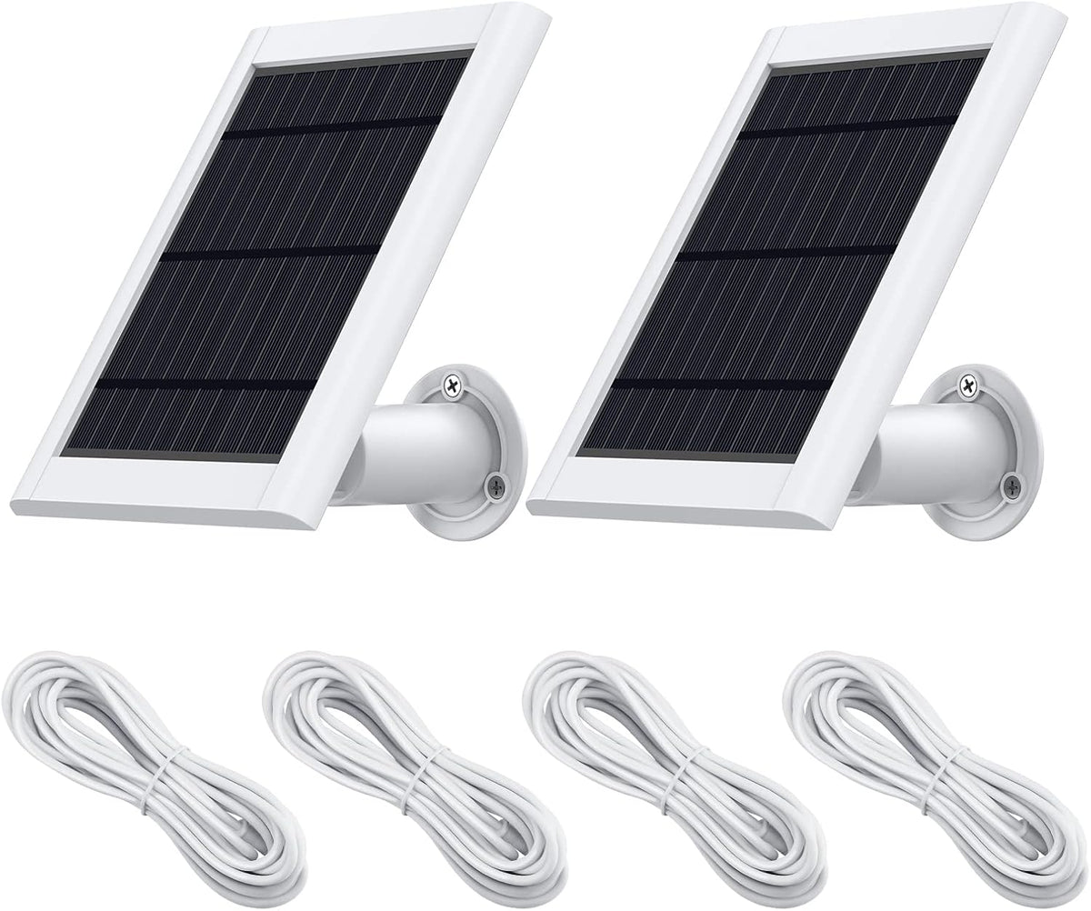 White Solar Panel with Wall Mount and Power Cable, 2 Pack T431024