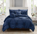 King Cal King Navy Blue 10-Piece Bed-In-A-Bag Comforter Set J225