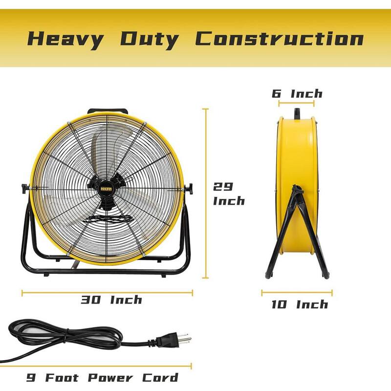 Yellow 24 in. 3 Speeds Portable Drum Fan W41291
