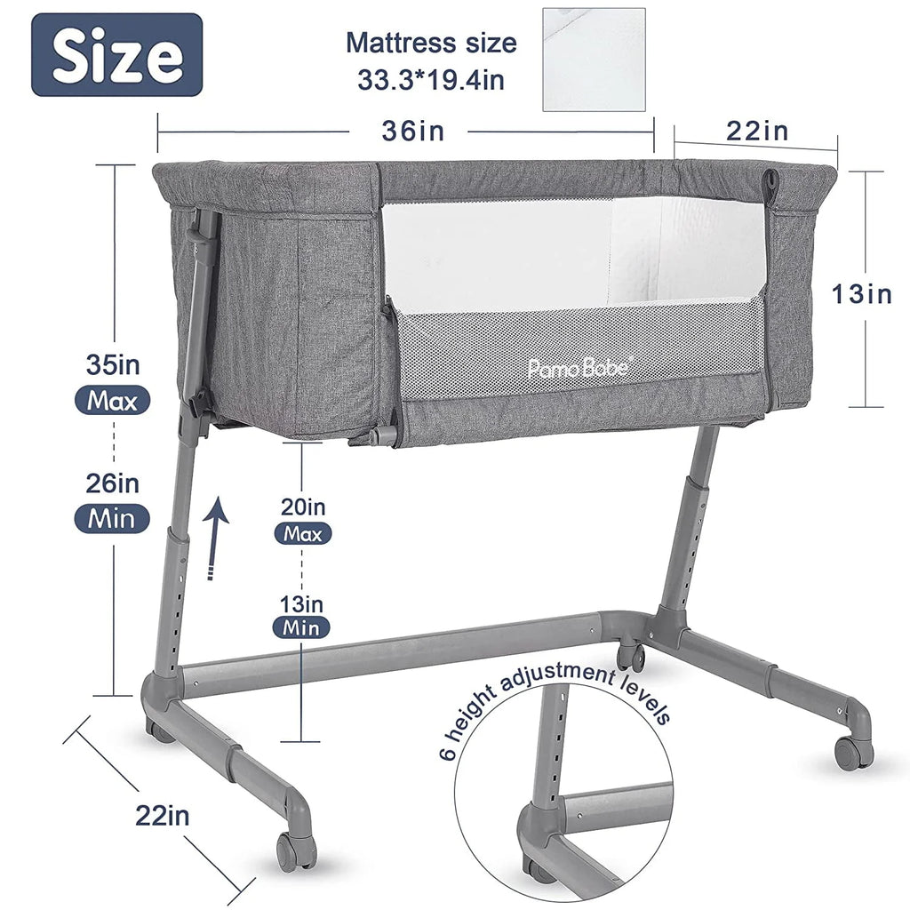 Grey Bassinet with Wheels and Folding Frame B24178