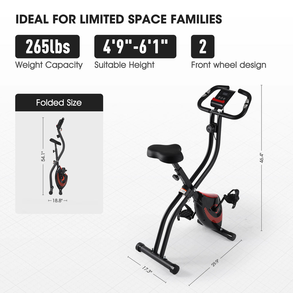Folding Stationary Exercise Bike with LCD Monitor W307