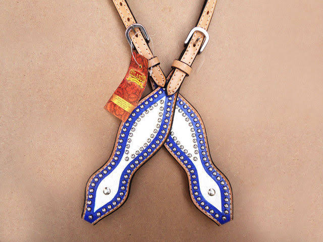 Leather Horse One Ear Headstall Breast Collar Blue Y7720