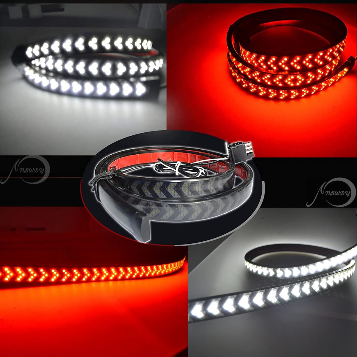60 LED Red & White Truck Tailgate Light Bar Pack of 2 O35472