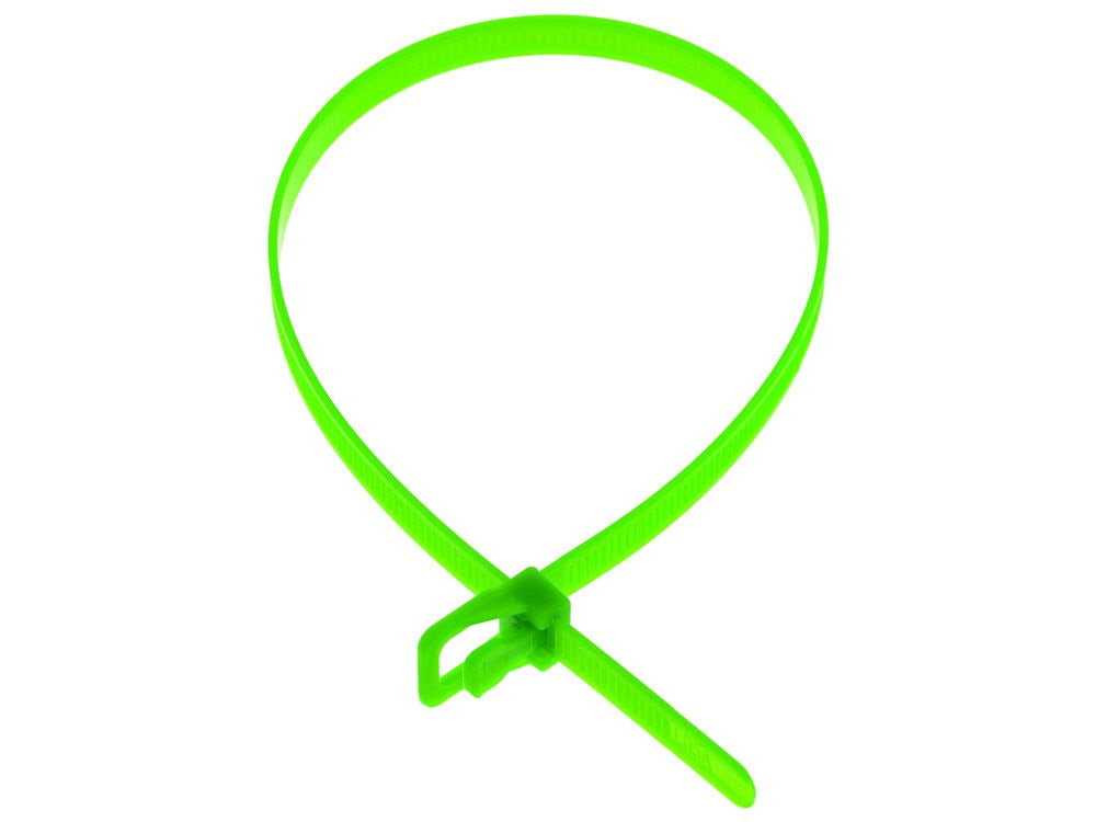 16 inch Fluorescent Green Releasable Cable Tie B310