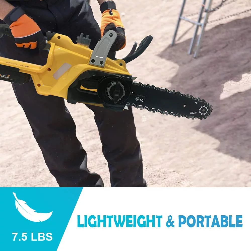 Cordless Chainsaw, 10-inch Brushless Chain Saw with 20V Rechargeable Batteries and Charger F847997