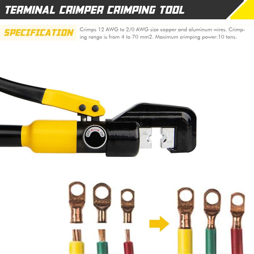 10 Ton Hydraulic Hand Crimper Tool Set with 9 Pairs of Dies C164400