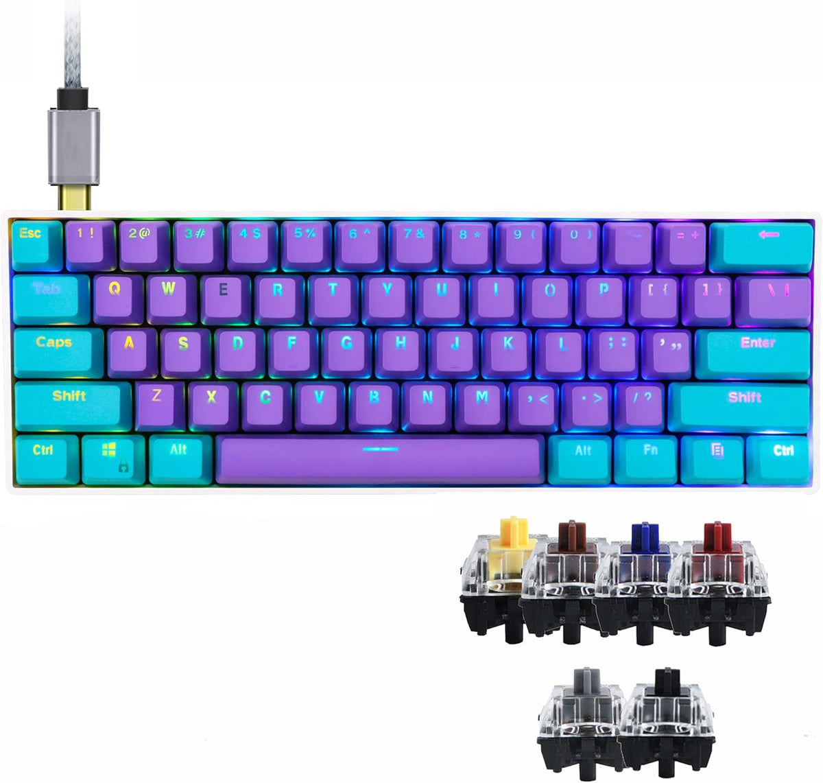 60% Hot Swappable RGB Backlit Gaming Keyboard E69602