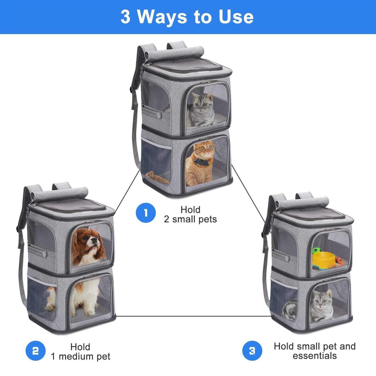 2-in-1 Double Pet Carrier Backpack H3491