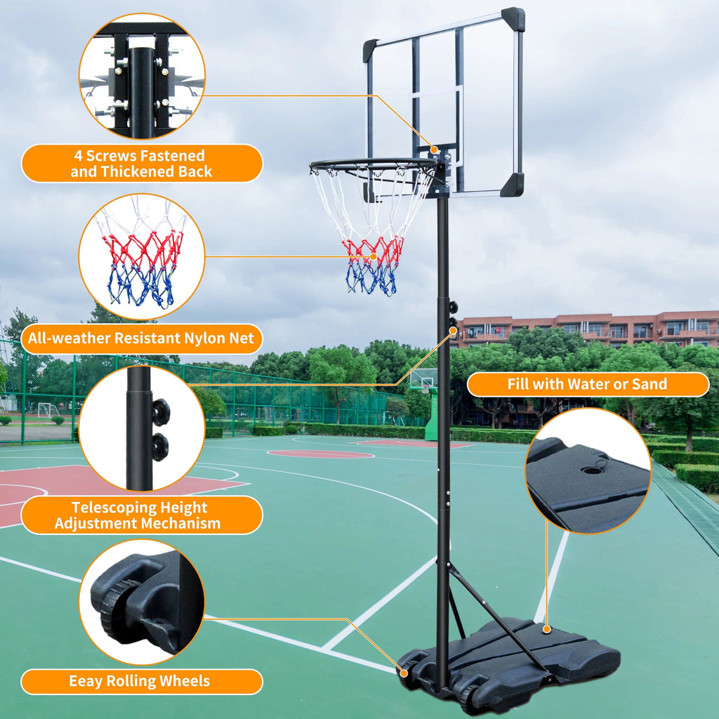Portable Adjustable Basketball Hoop 5.8ft-7ft O134