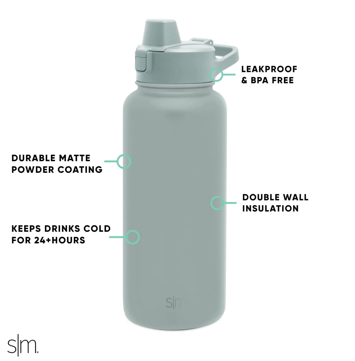 32 fl oz Stainless Steel Water Bottle with Straw Lid H475090