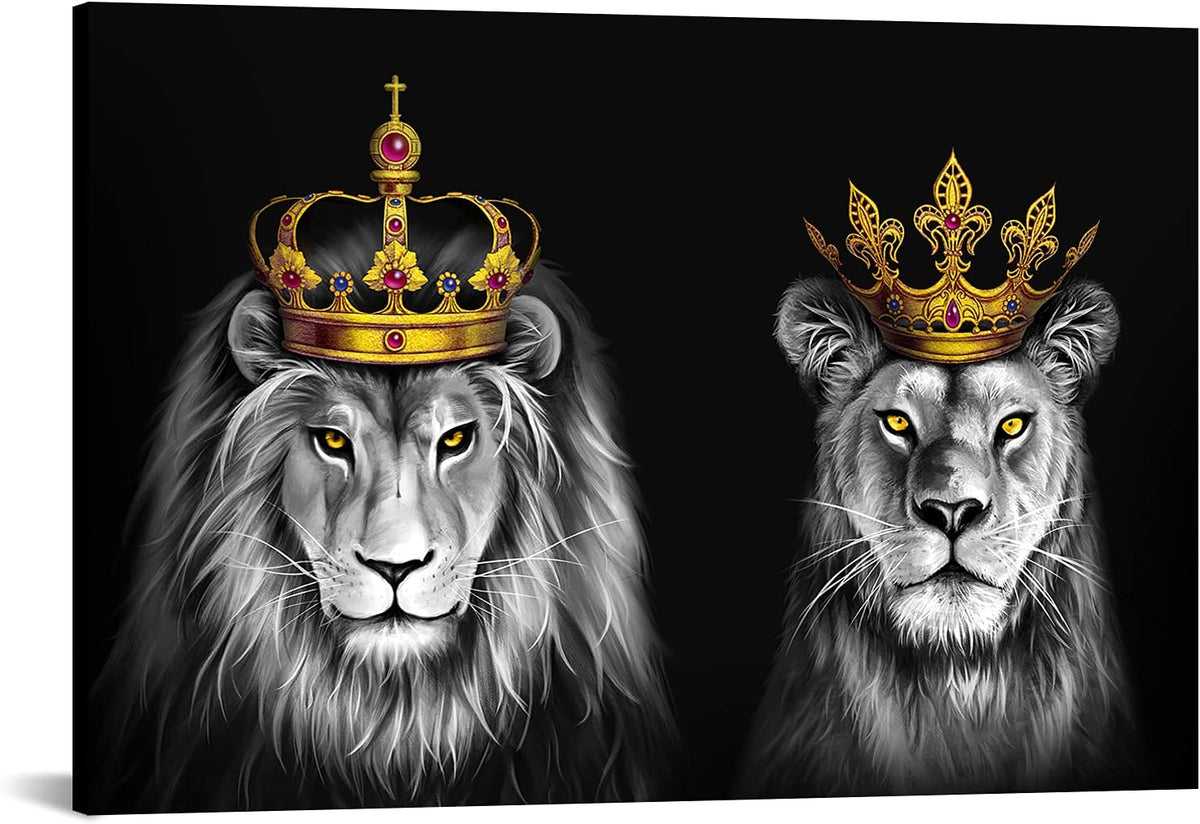 2 Pieces King Animal Canvas Wall Art 24x36inch K753217