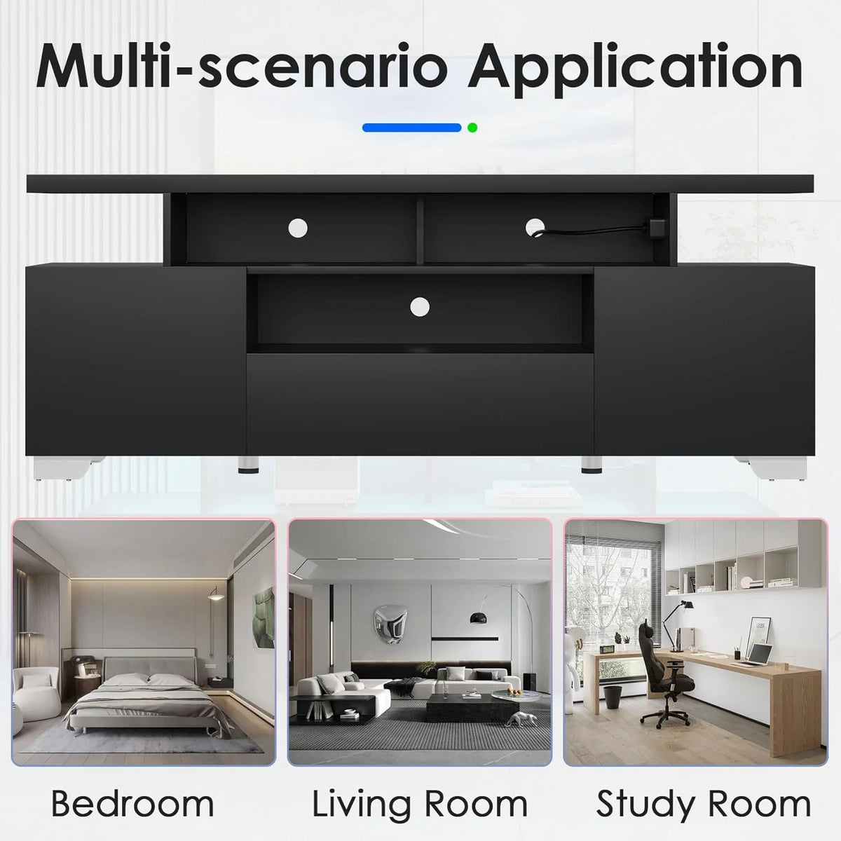 Modern TV Stand with Power Outlet and LED Lights G14383