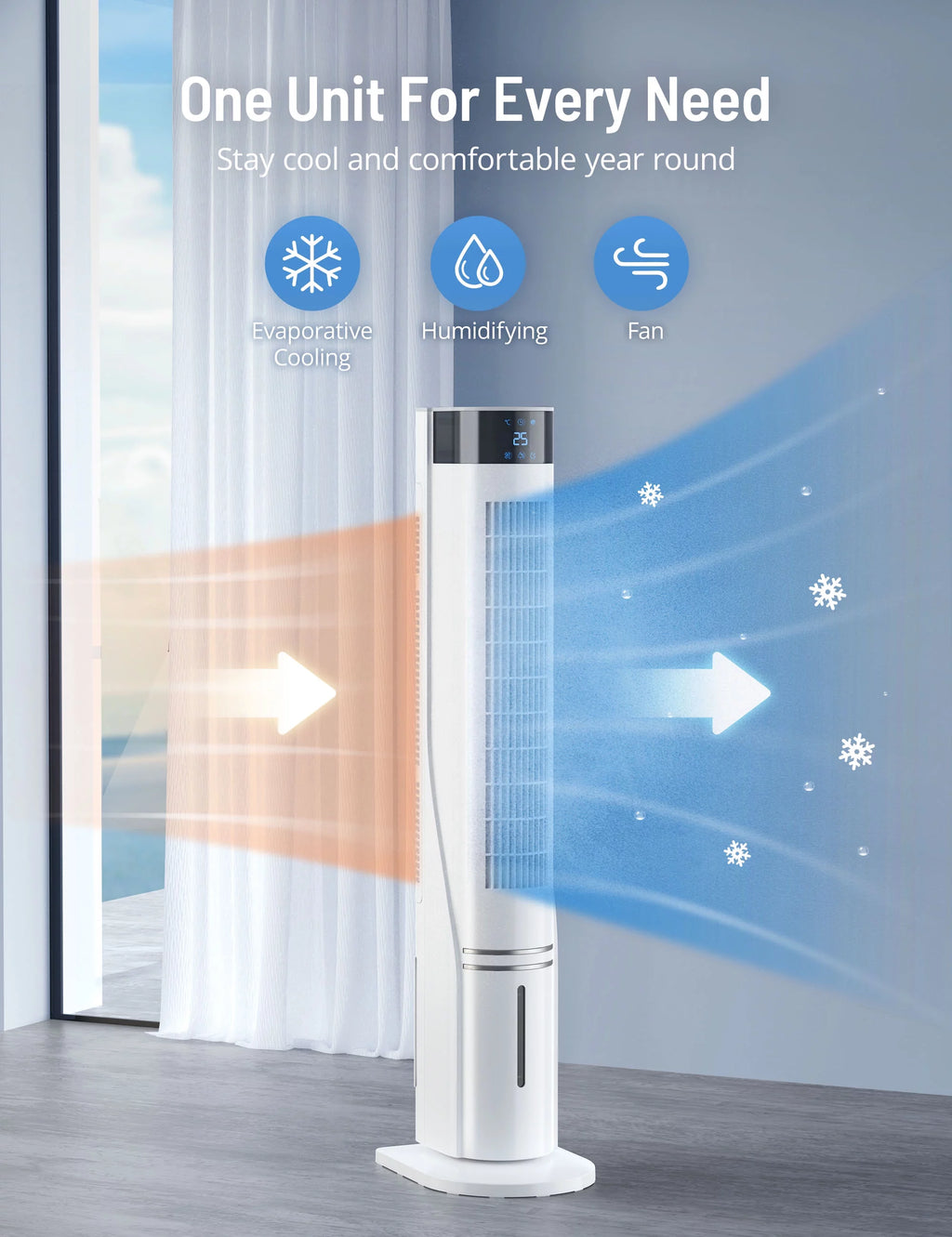3-in-1 Evaporative Air Cooler Fan Humidifier with 2 Ice Packs S33952