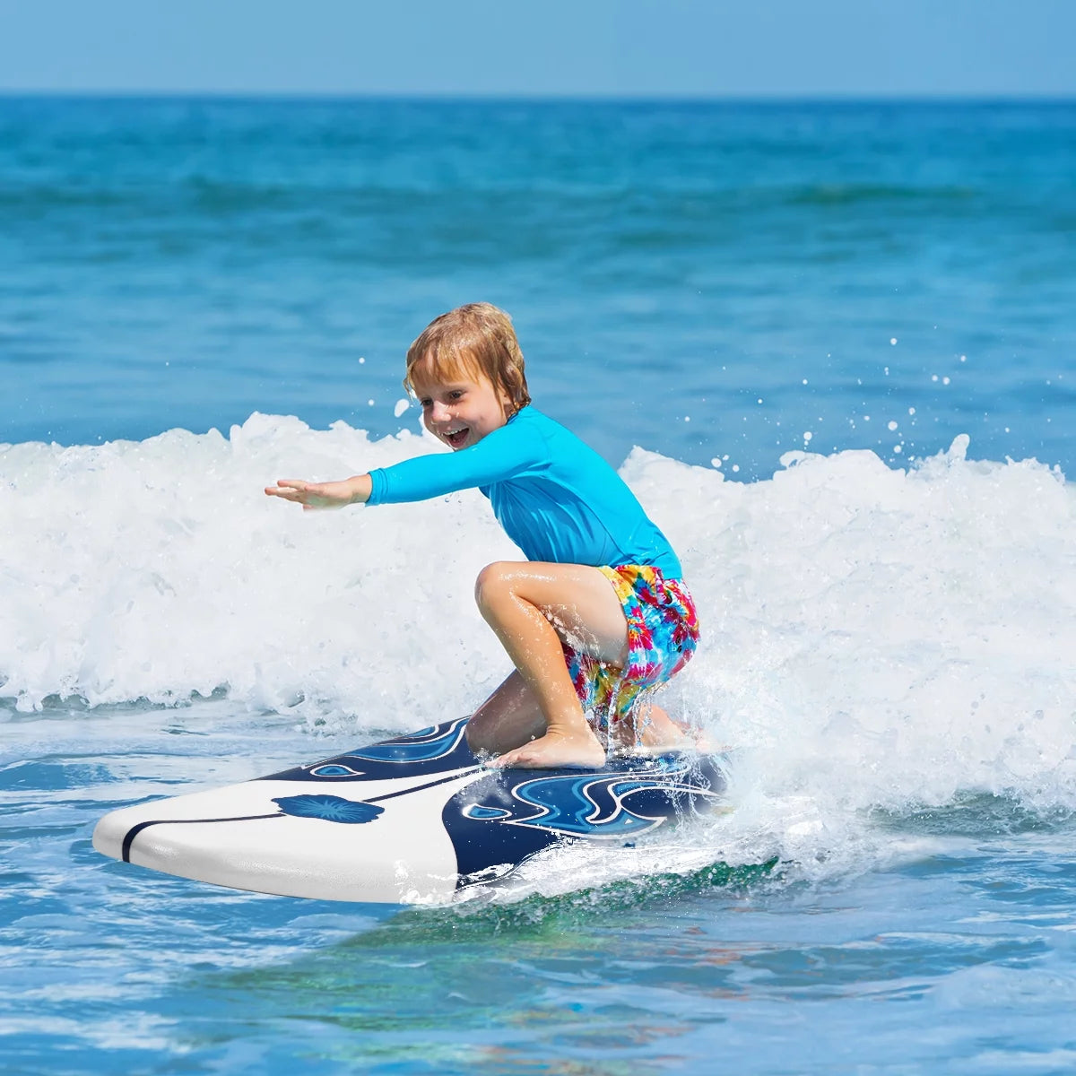Inflatable Surfboard with Safety Leash White R1001