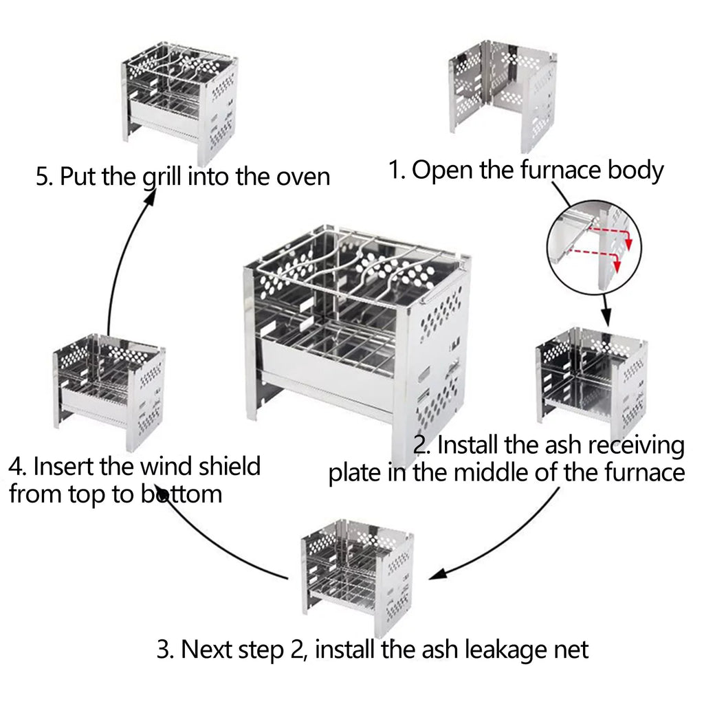 Folding Portable Charcoal Grill Stainless Steel Y1435