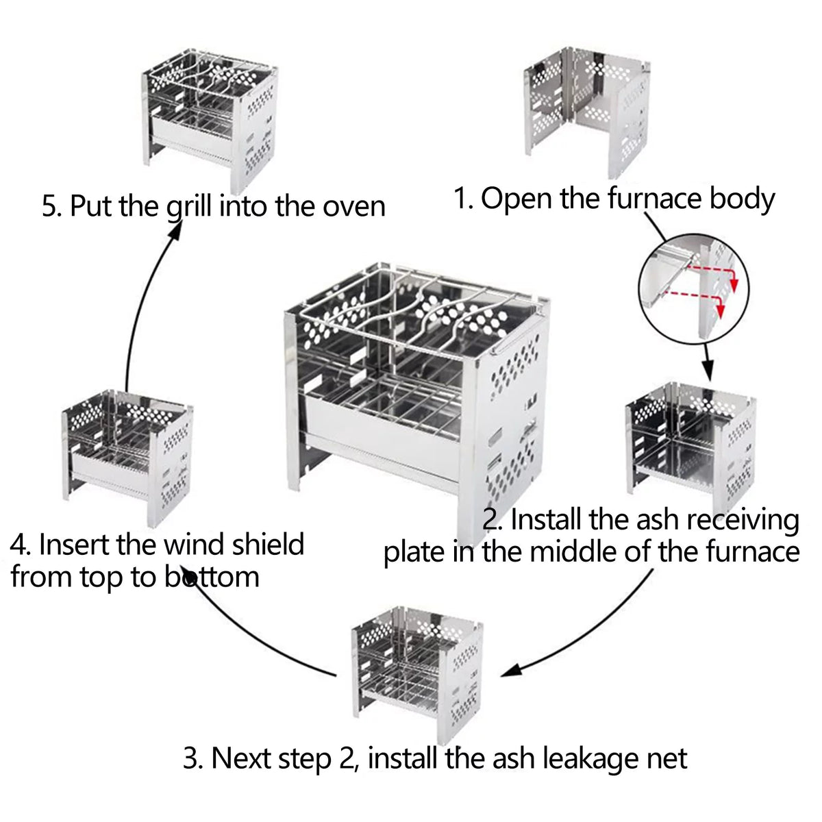 Folding Portable Charcoal Grill Stainless Steel Y1435