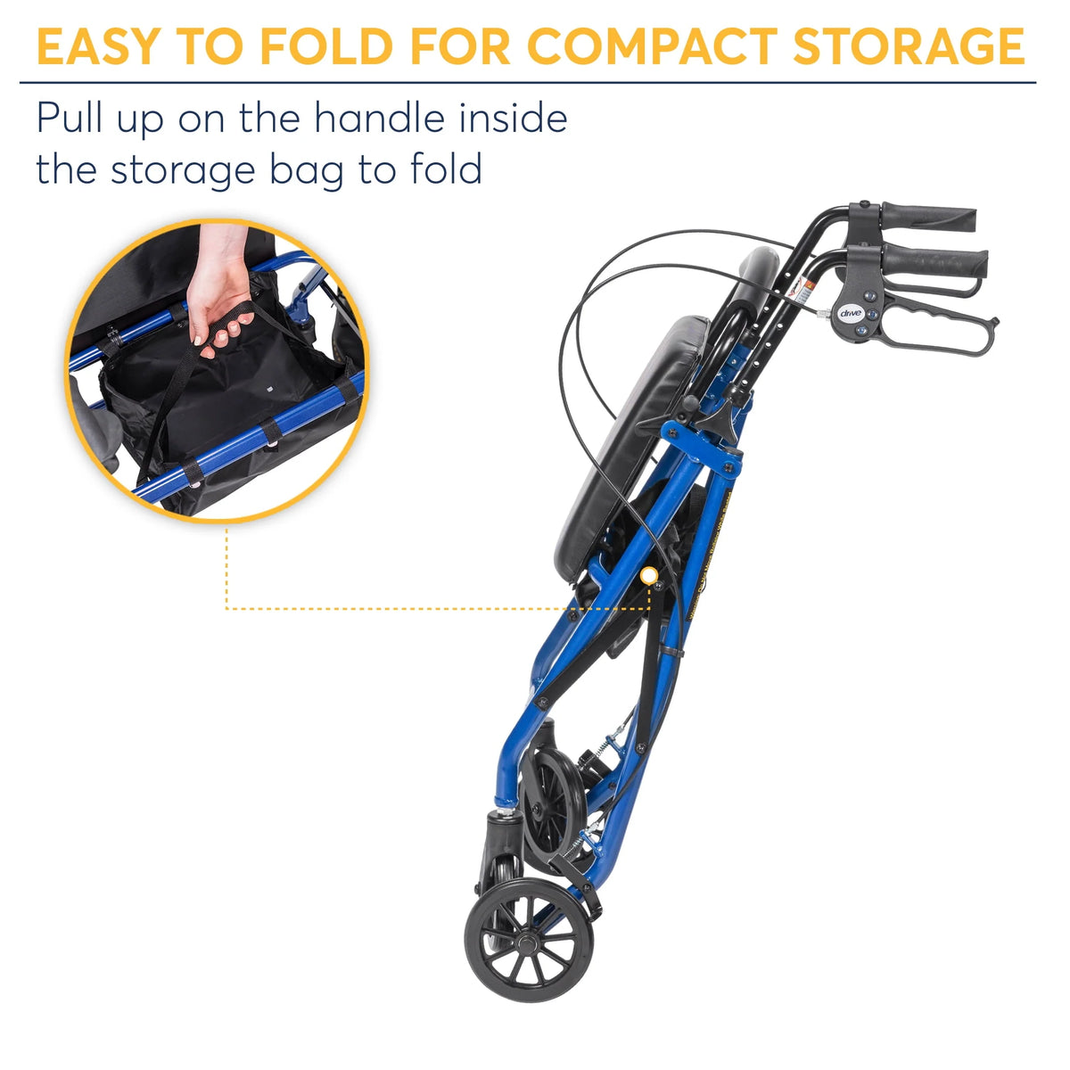 Blue 6 Wheels Rollator Rolling Walker with Padded Seat J43404