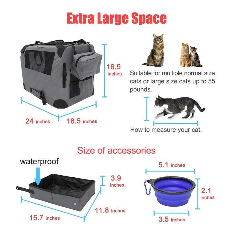 Large Soft-Sided Portable Pet Crate with Litter Box and Bowl U1535