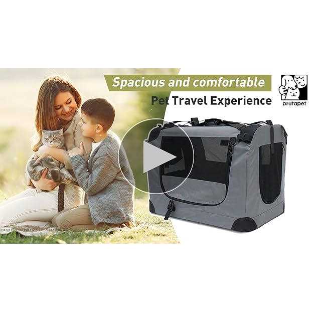 Large Soft-Sided Portable Pet Crate with Litter Box and Bowl U1535