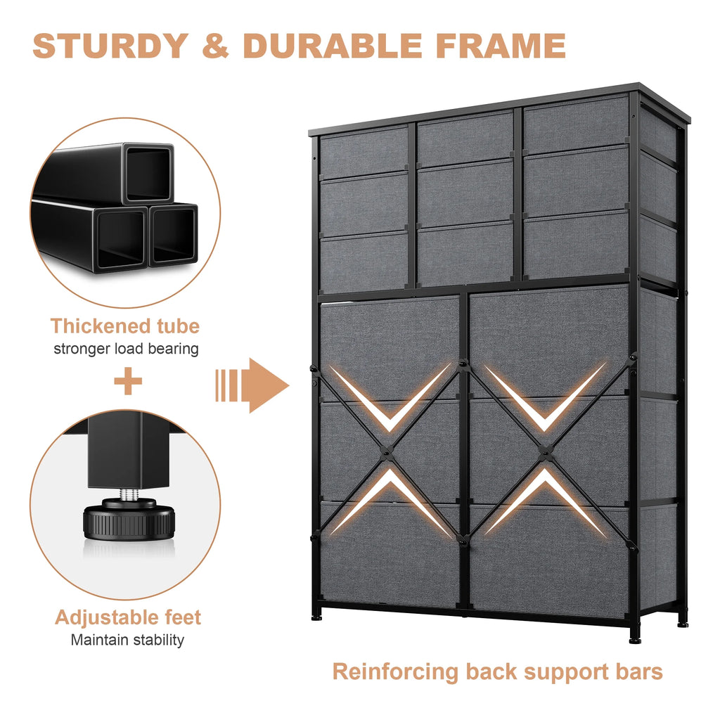 14 Drawer Charcoal Black Dresser Z9198
