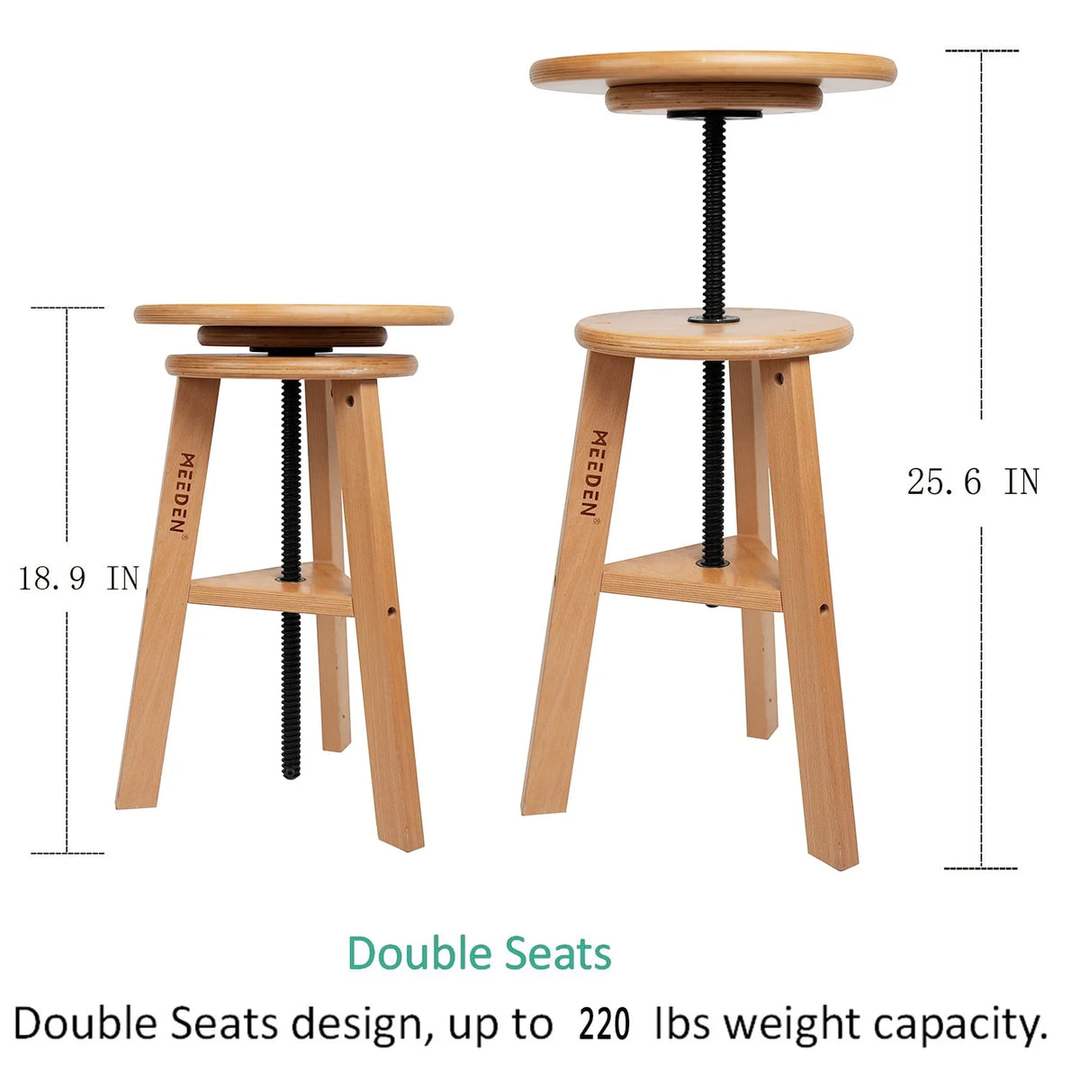 Adjustable Height Beechwood Wooden Drafting Stool J641