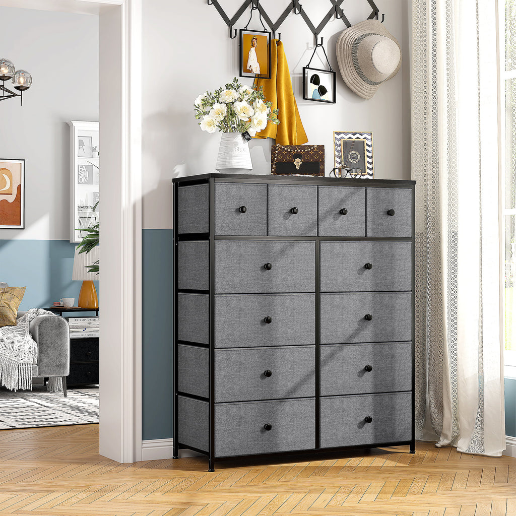9 Drawer Fabric Dresser with Shelves I467