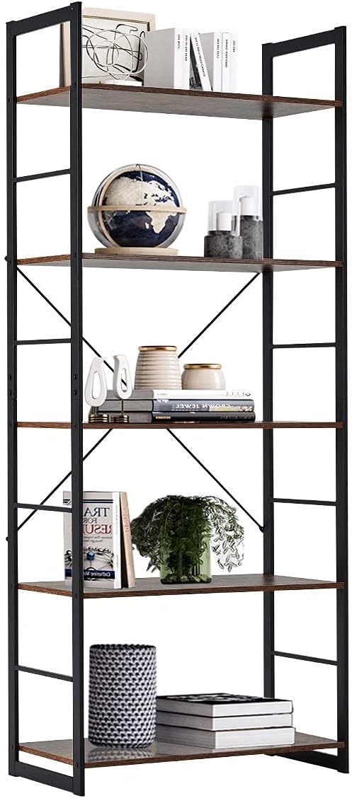5 Tier Wood and Metal Bookshelf S4027