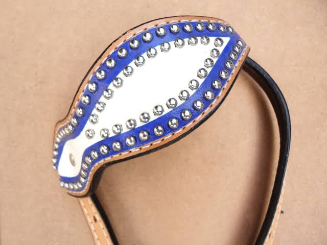 Leather Horse One Ear Headstall Breast Collar Blue Y7720