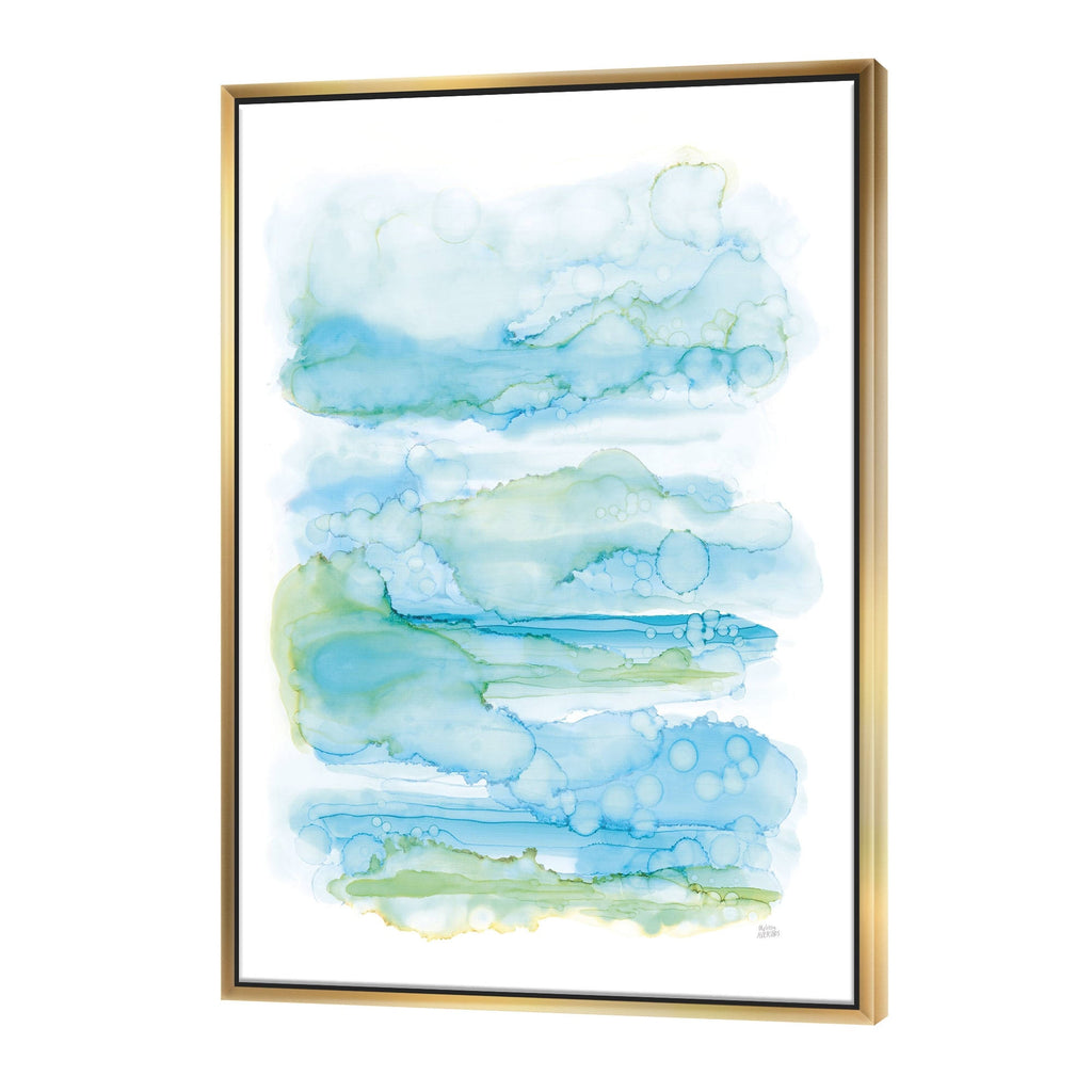 Abstract Blue and Green Framed Canvas 16 in. Wide x 32 in. High S773