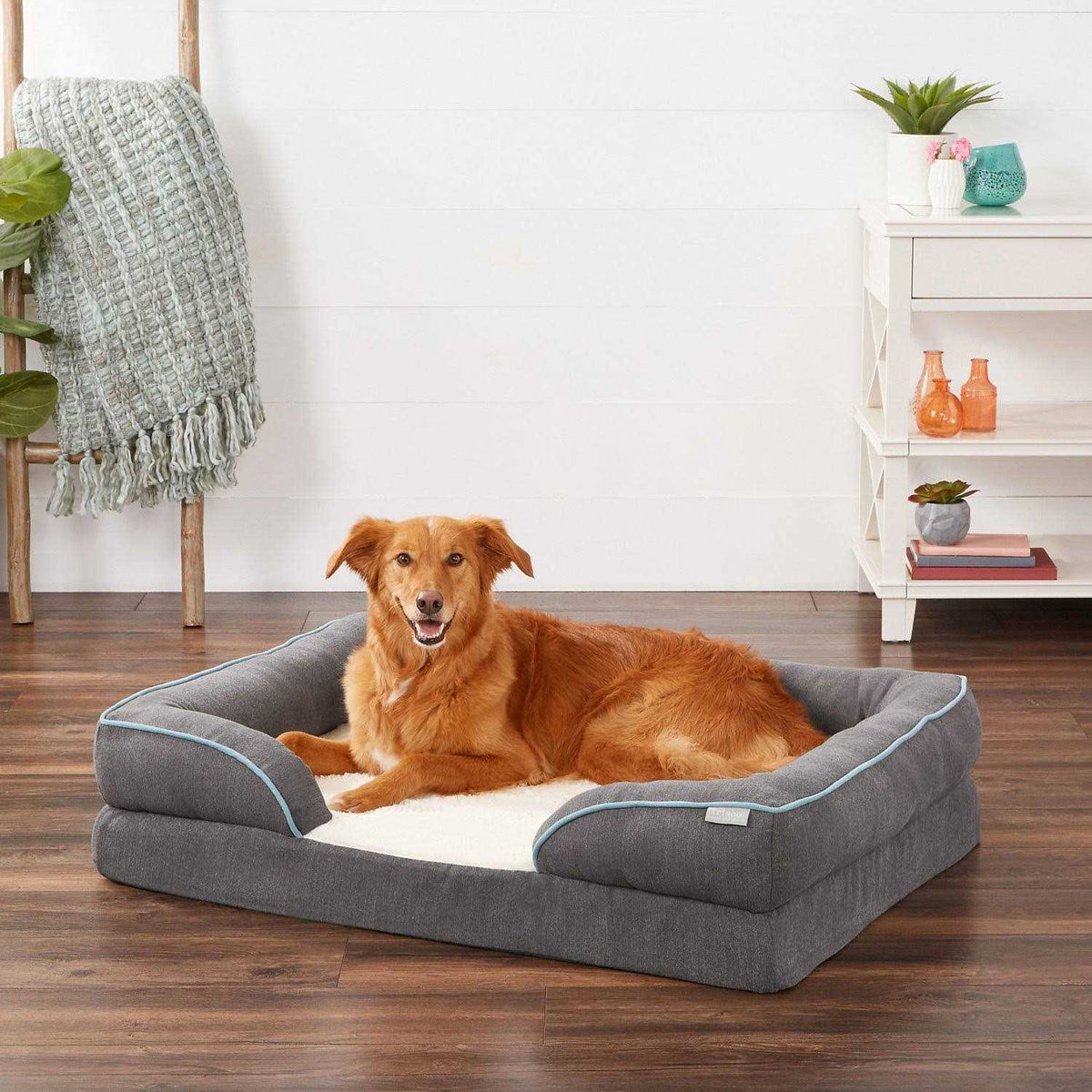 Plush Orthopedic Front Bolster Cat Dog Bed with Removable Cover P44985