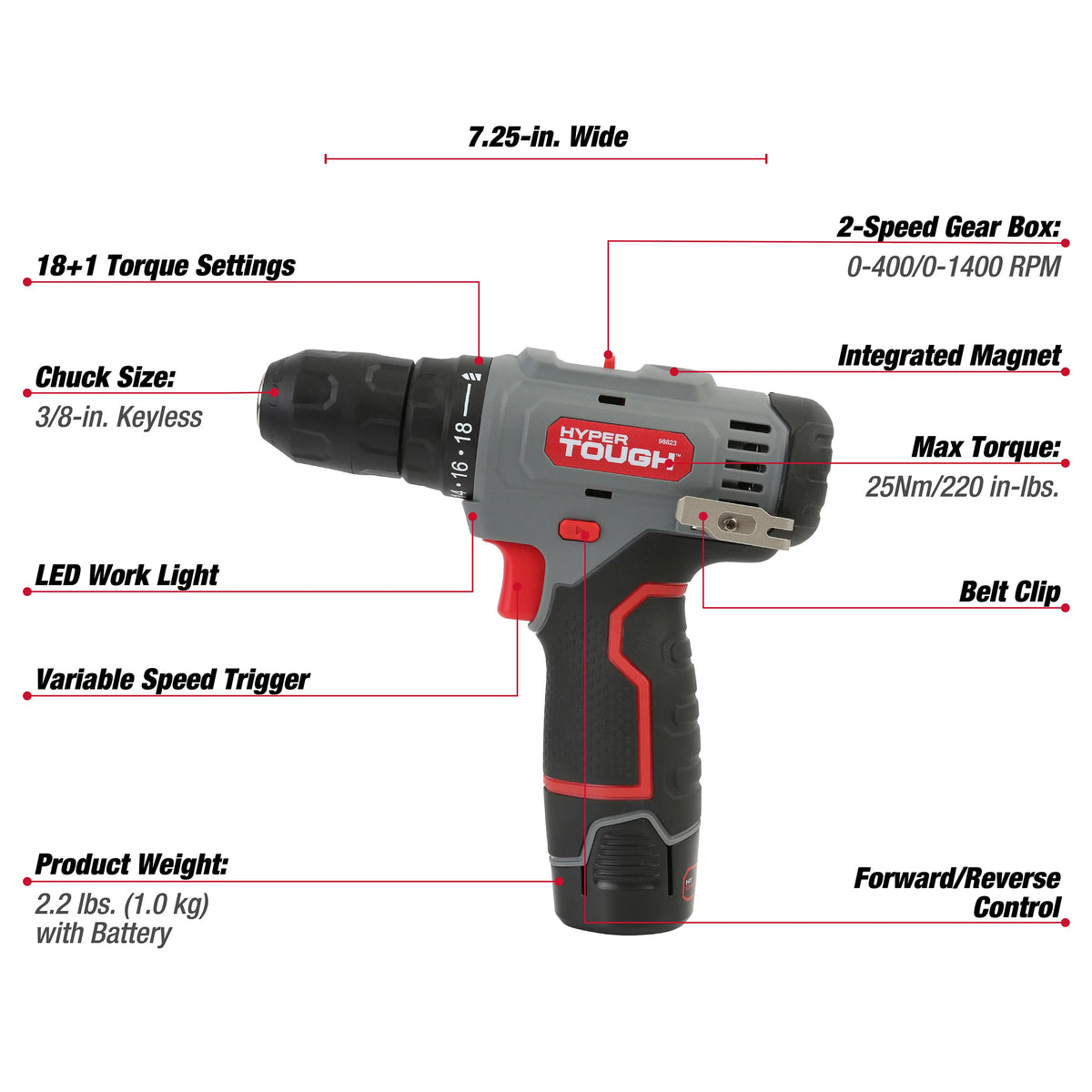 12V Max Lithium-Ion Cordless 2-Speed Drill Driver with Battery and Charger W27634