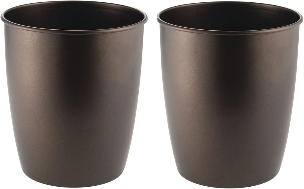 Round Metal Small Trash Can Wastebasket Bin 2 Pack Bronze R655