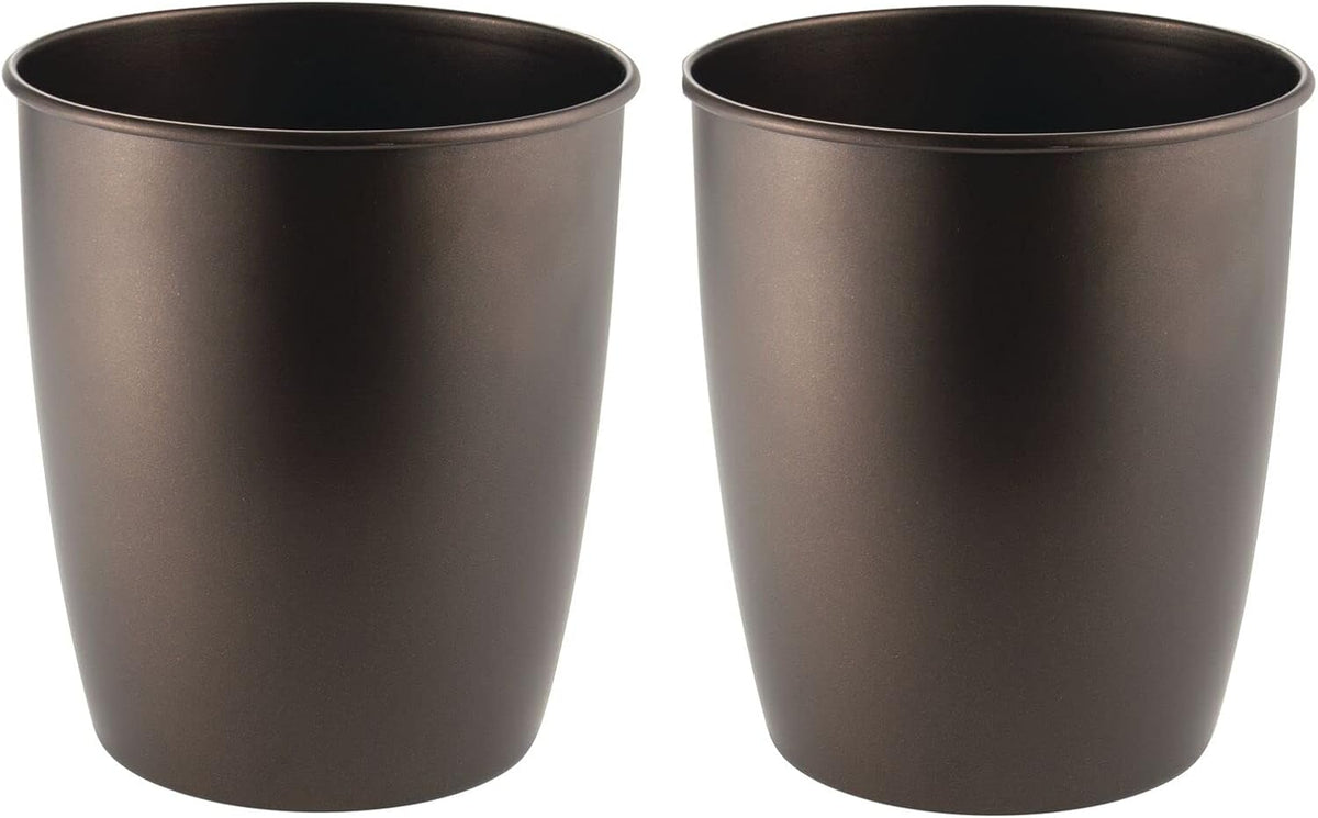 Round Metal Small Trash Can Wastebasket Bin 2 Pack Bronze R655