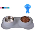 2 Stainless Steel Dog Bowls with Non-Skid Silicone Mat and Food Scoop P40037