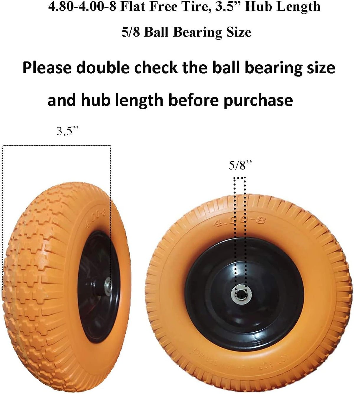 16 inch Flat Free Solid Rubber Wheelbarrow Tires Set of 2 B130110