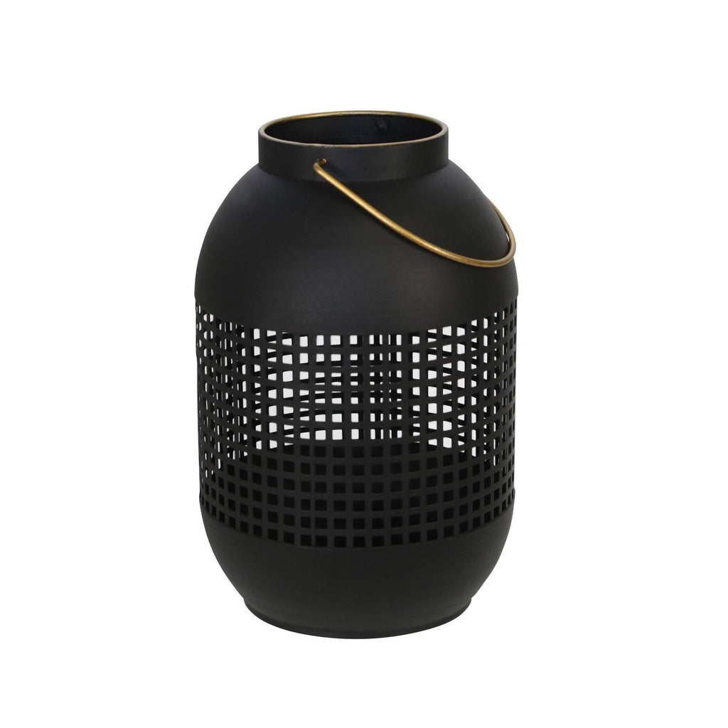 13 Inches Caged Metal Frame Lantern with Handle J724553