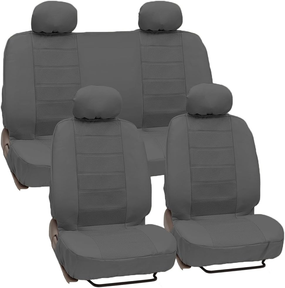 Black Leatherette Car Seat Cover Set D79559