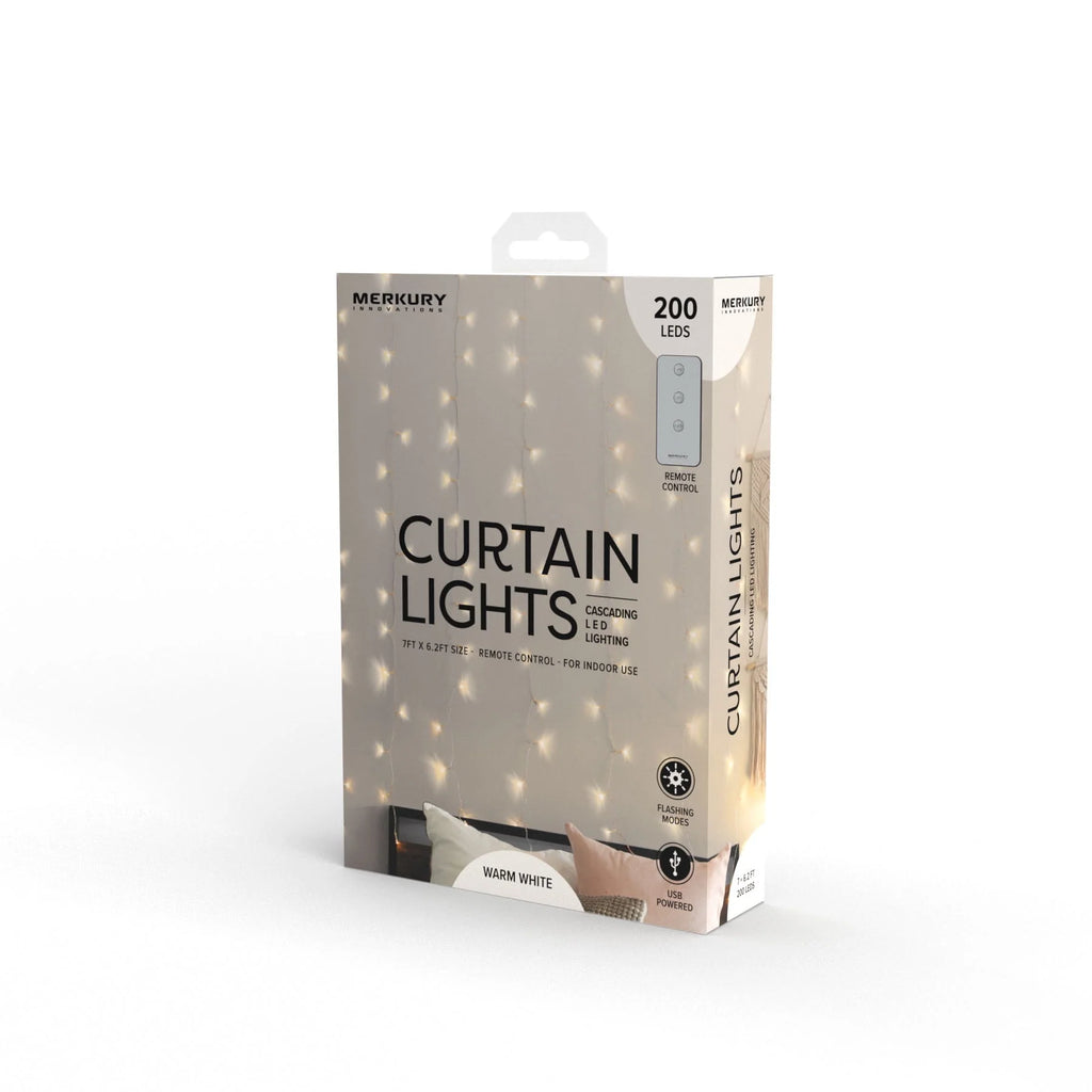 Indoor Curtain Lights, Warm White LEDs, Remote Control, USB Powered M881