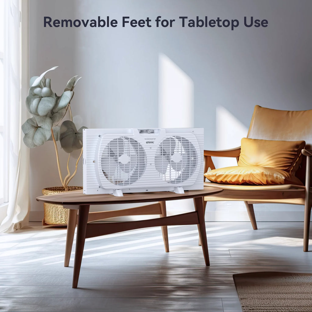 9 3-Speed Twin Window Fan with Bug Screen, White C963