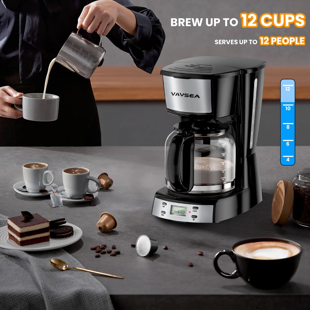 12 Cup Programmable Drip Coffee Maker with Glass Carafe W877